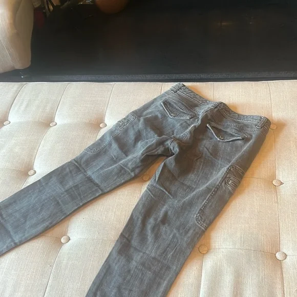 Michael Kors Grey Black Cargo Denim Zip Detailing Size 0